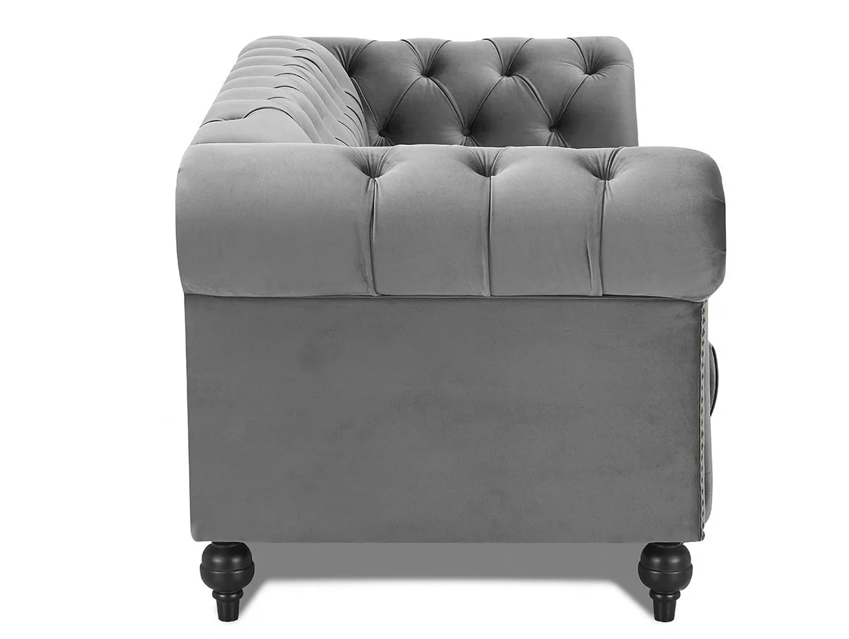 TGC TGC Monroe Grey Velvet Fabric 3 Seater Sofa