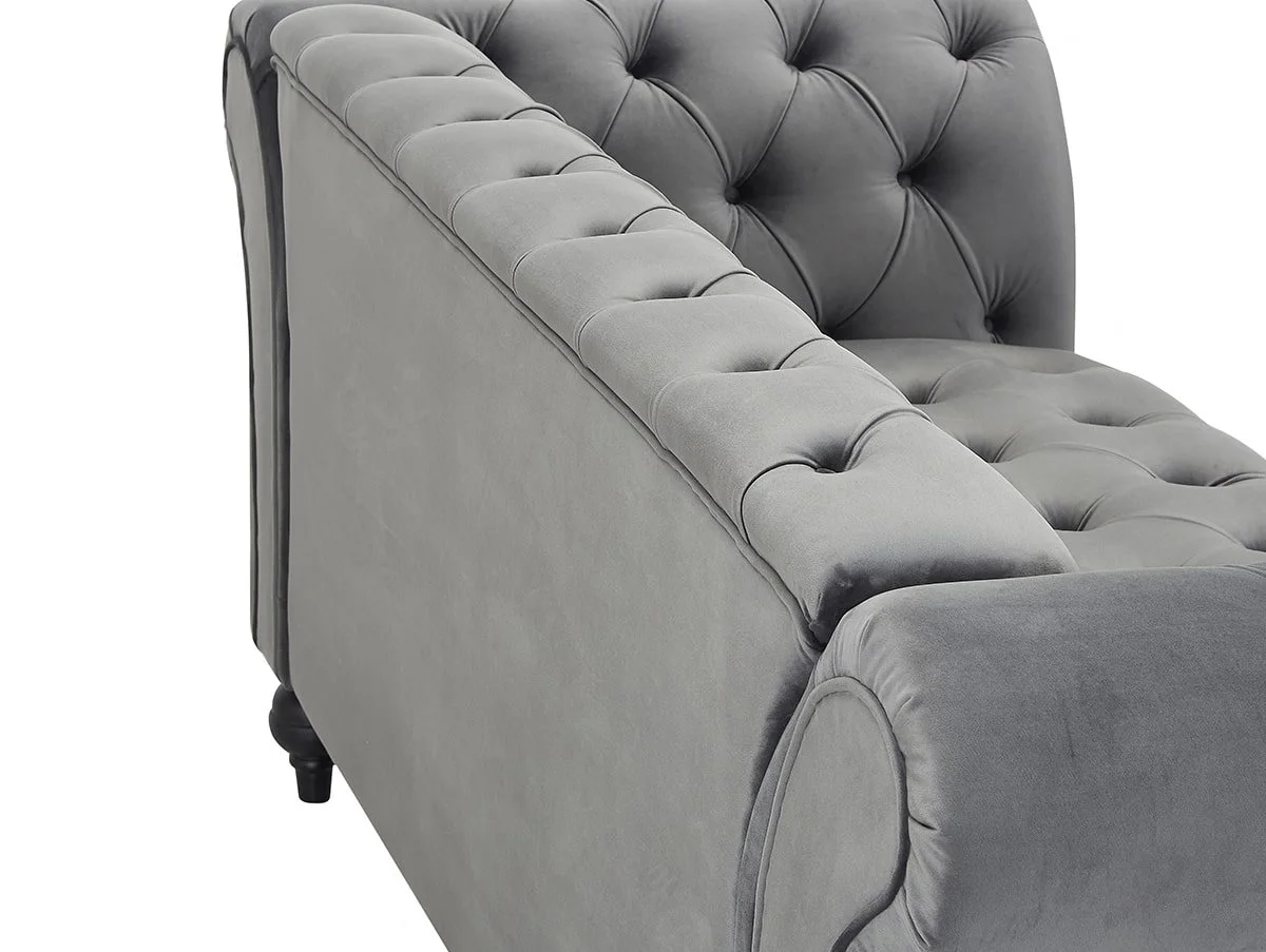 TGC TGC Monroe Grey Velvet Fabric 3 Seater Sofa
