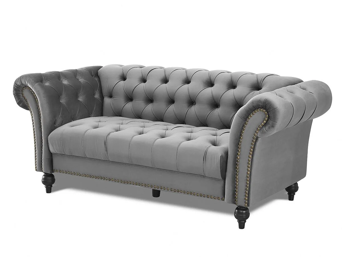 TGC TGC Monroe Grey Velvet Fabric 3 Seater Sofa