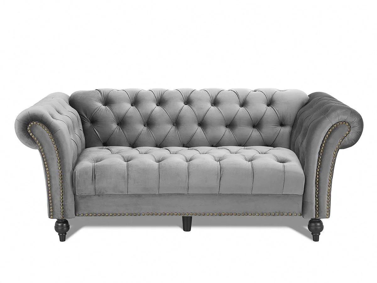 TGC TGC Monroe Grey Velvet Fabric 3 Seater Sofa