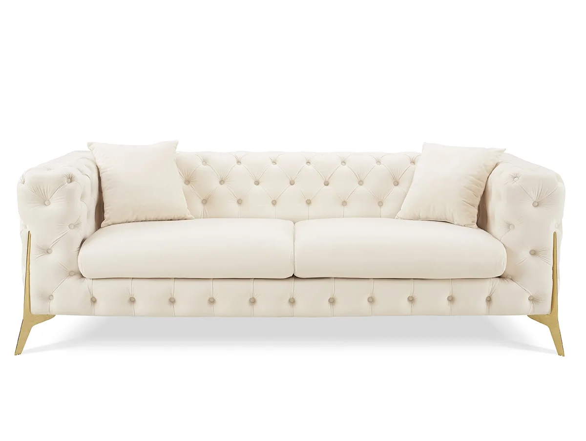 TGC TGC Panther Cream Velvet 3 Seater Sofa