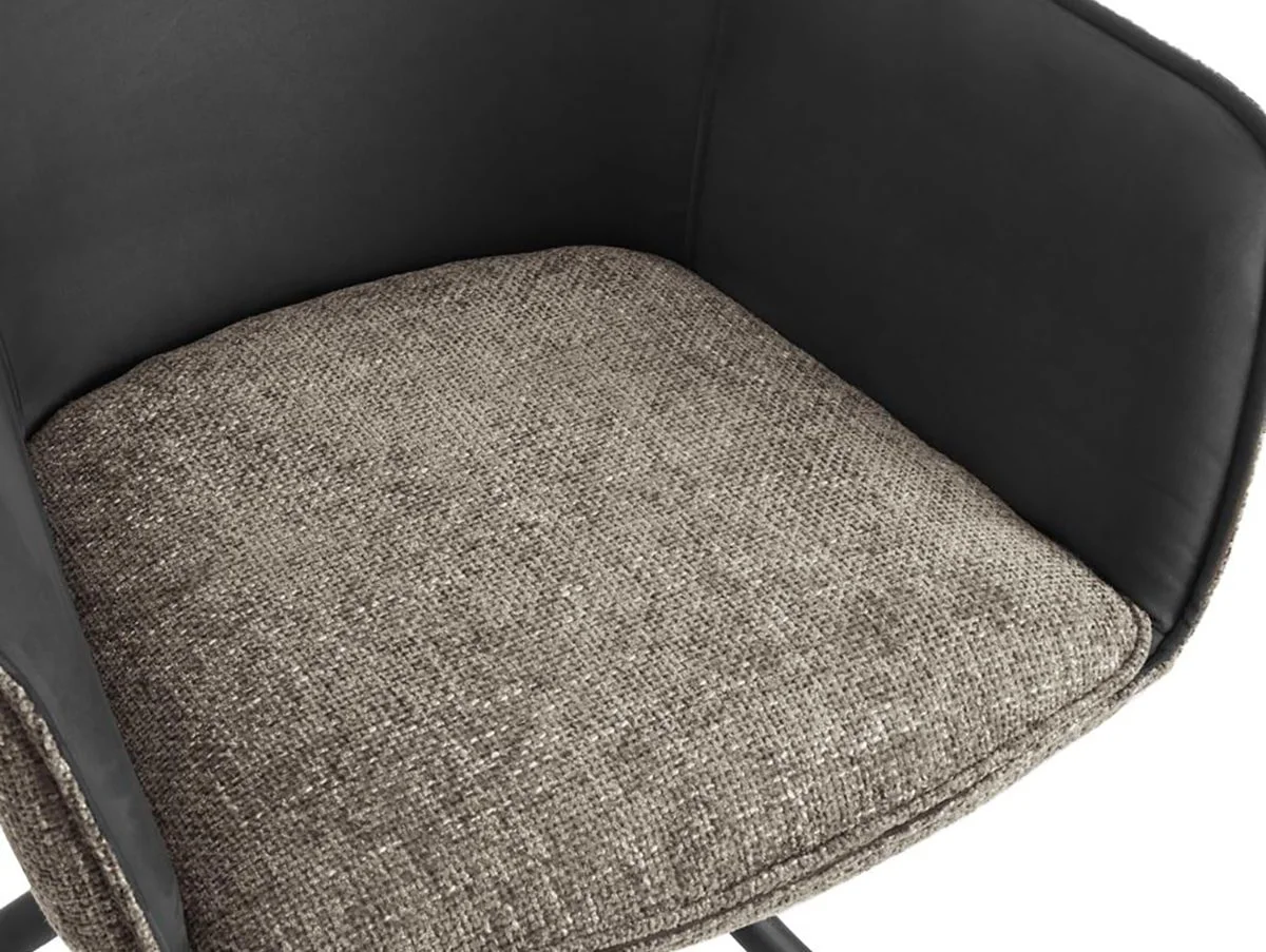 TGC TGC Pearl Set of 2 Beige & Grey Fabric Swivel Dining Chairs
