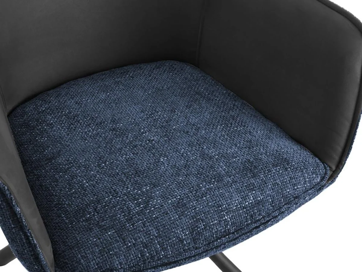 TGC TGC Pearl Set of 2 Blue & Grey Fabric Swivel Dining Chairs