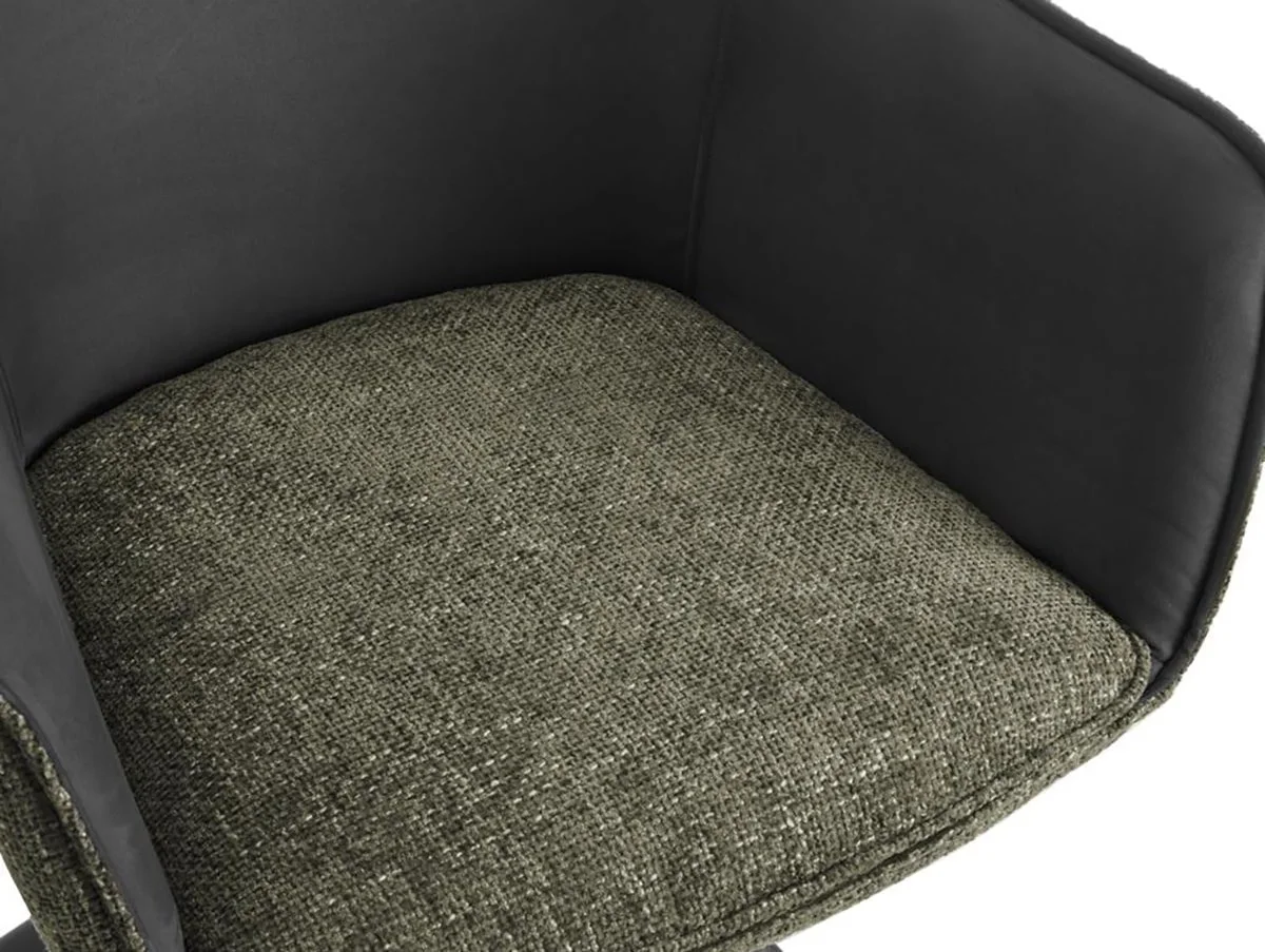 TGC TGC Pearl Set of 2 Green & Grey Fabric Swivel Dining Chairs