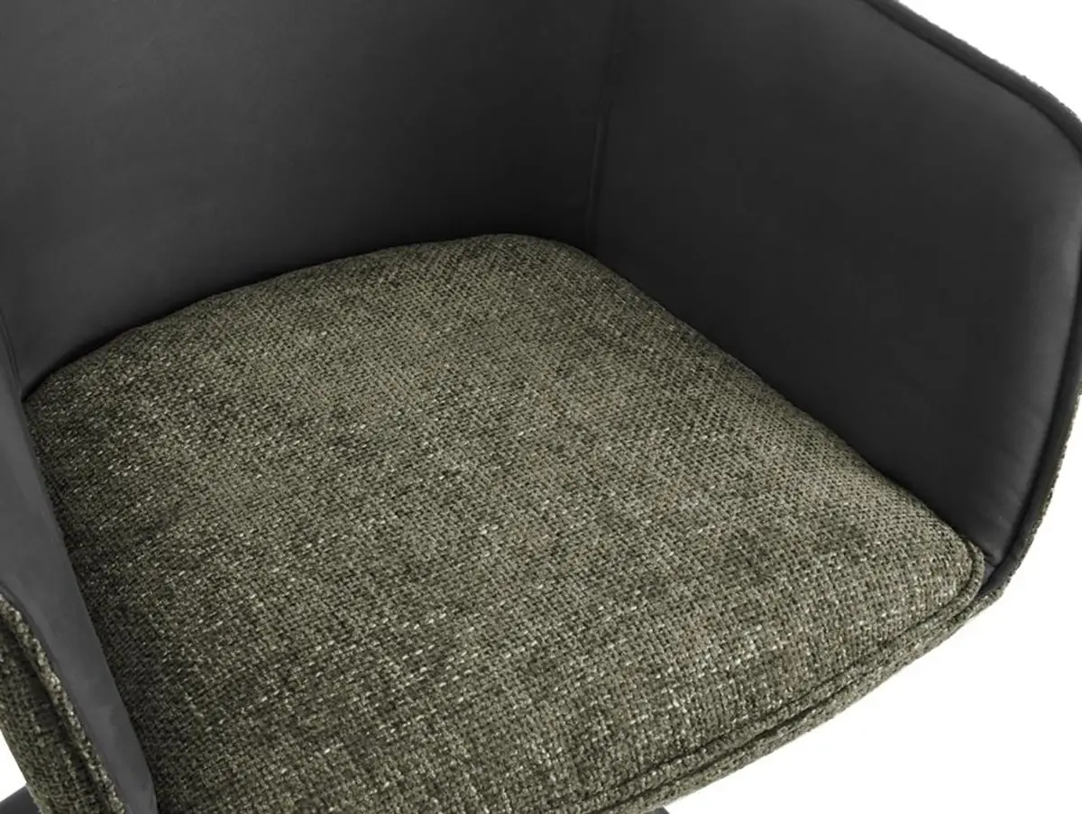TGC TGC Pearl Set of 2 Green & Grey Fabric Swivel Dining Chairs