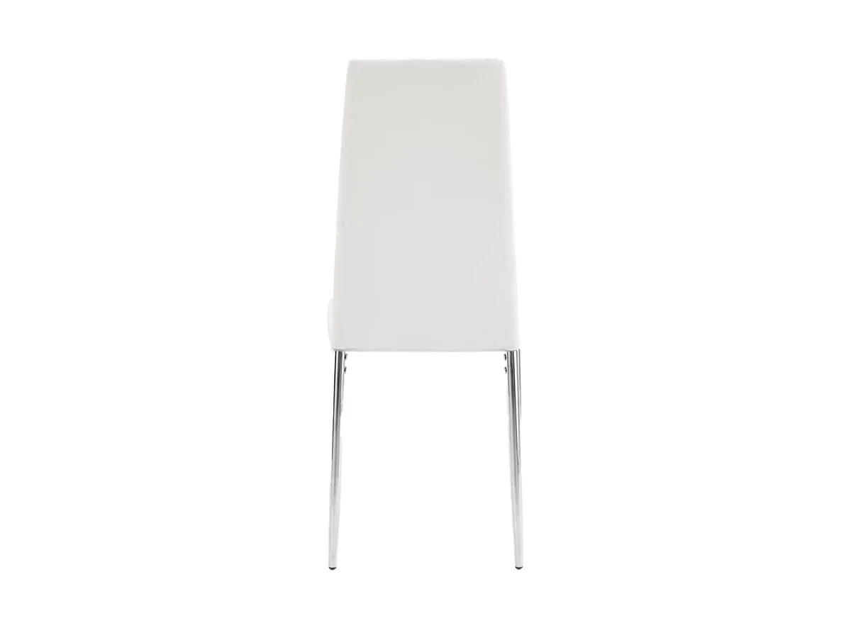 TGC TGC Sara Set of 4 White Faux Leather Dining Chairs with Silver Legs
