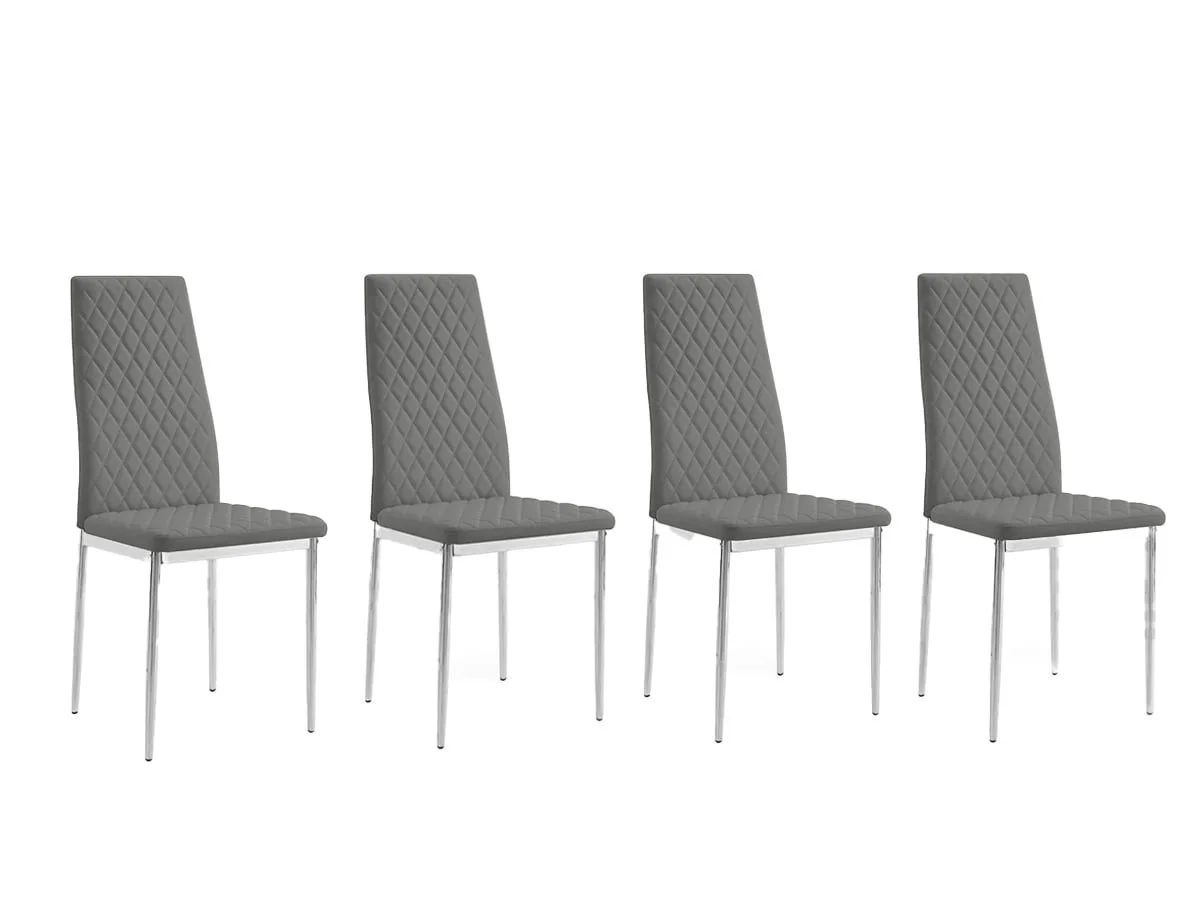 TGC TGC Sara Set of 4 Grey Faux Leather Dining Chairs with Silver Legs