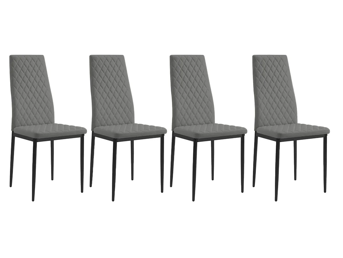 TGC TGC Sara Set of 4 Grey Faux Leather Dining Chairs with Black Legs