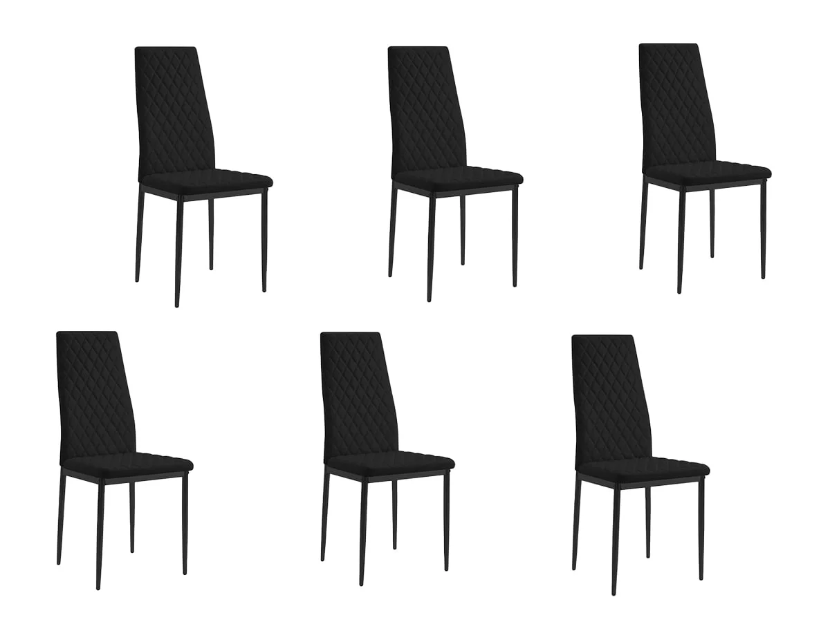 TGC TGC Sara Set of 6 Black Faux Leather Dining Chairs with Black Legs