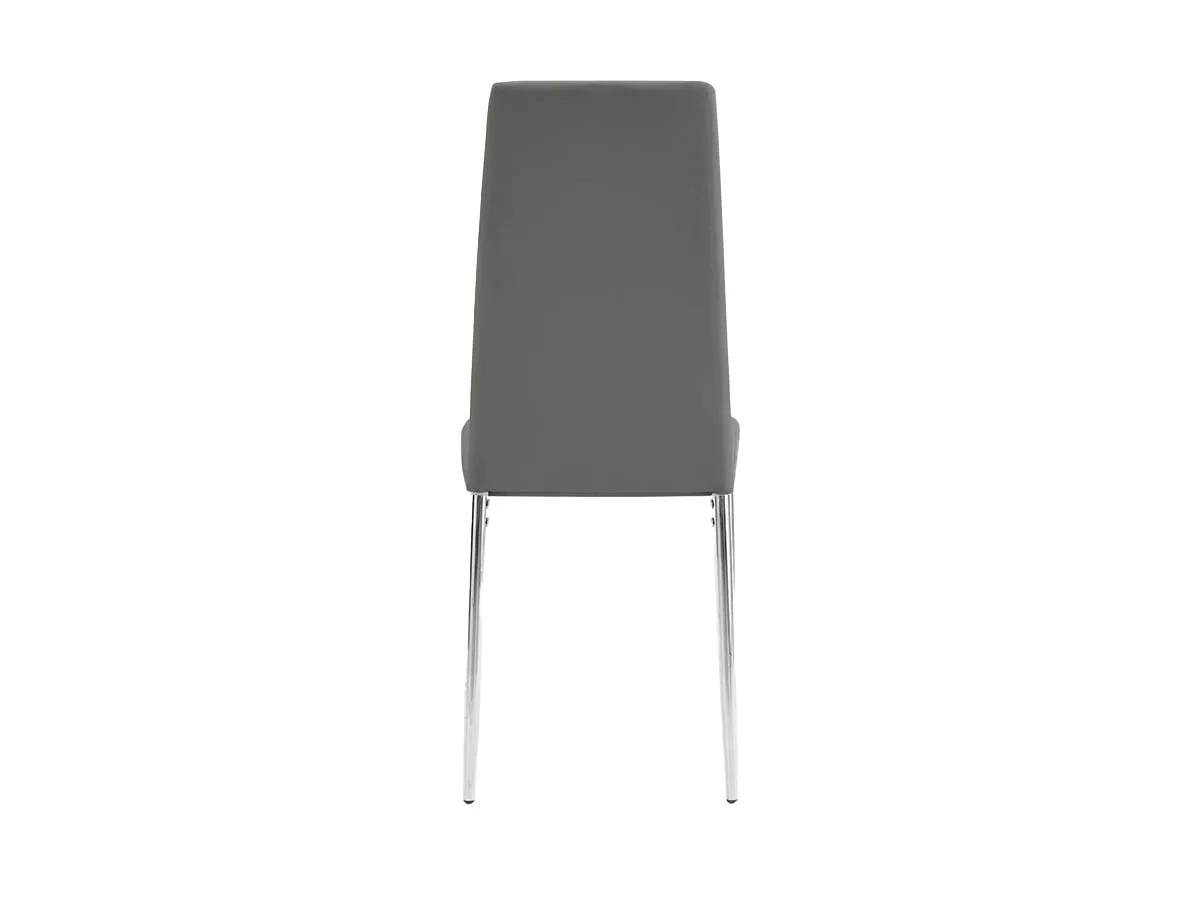 TGC TGC Sara Set of 6 Grey Faux Leather Dining Chairs with Silver Legs