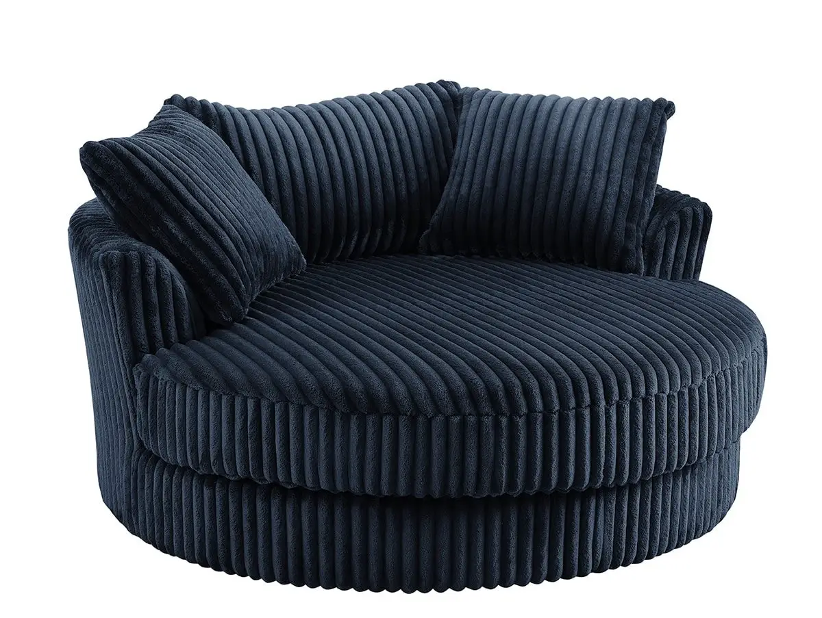 TGC TGC Skye Blue Jumbo Cord Fabric Swivel Loveseat Chair