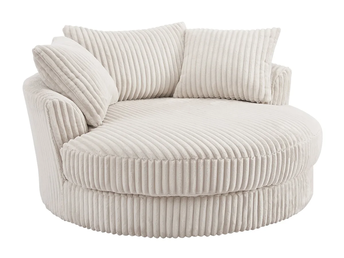TGC TGC Skye Cream Jumbo Cord Fabric Swivel Loveseat Chair