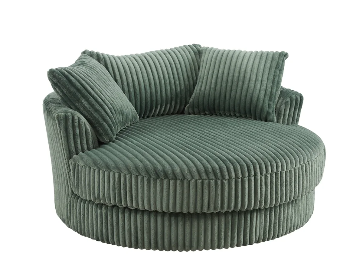 TGC TGC Skye Green Jumbo Cord Fabric Swivel Loveseat Chair