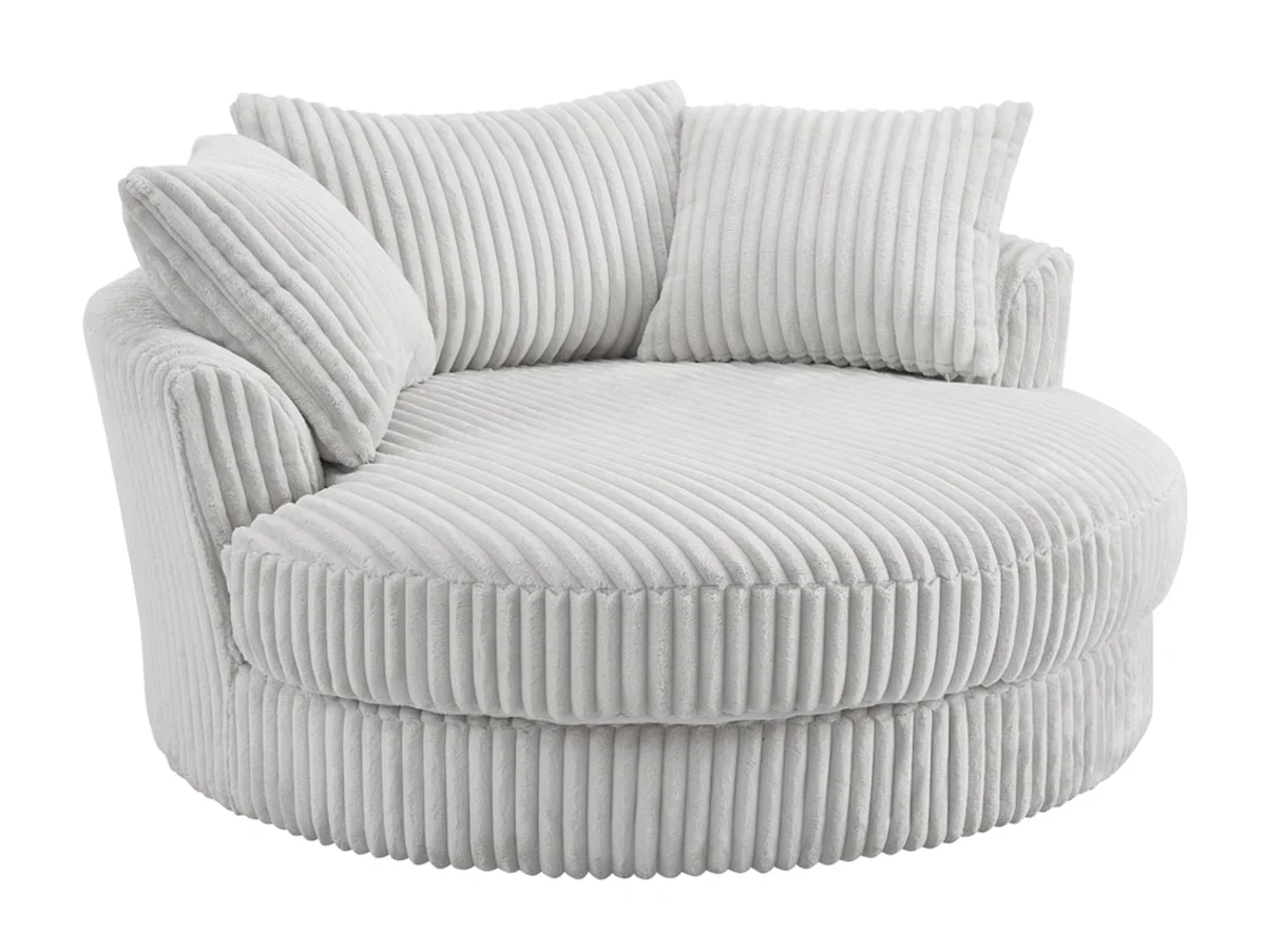 TGC TGC Skye Silver Jumbo Cord Fabric Swivel Loveseat Chair