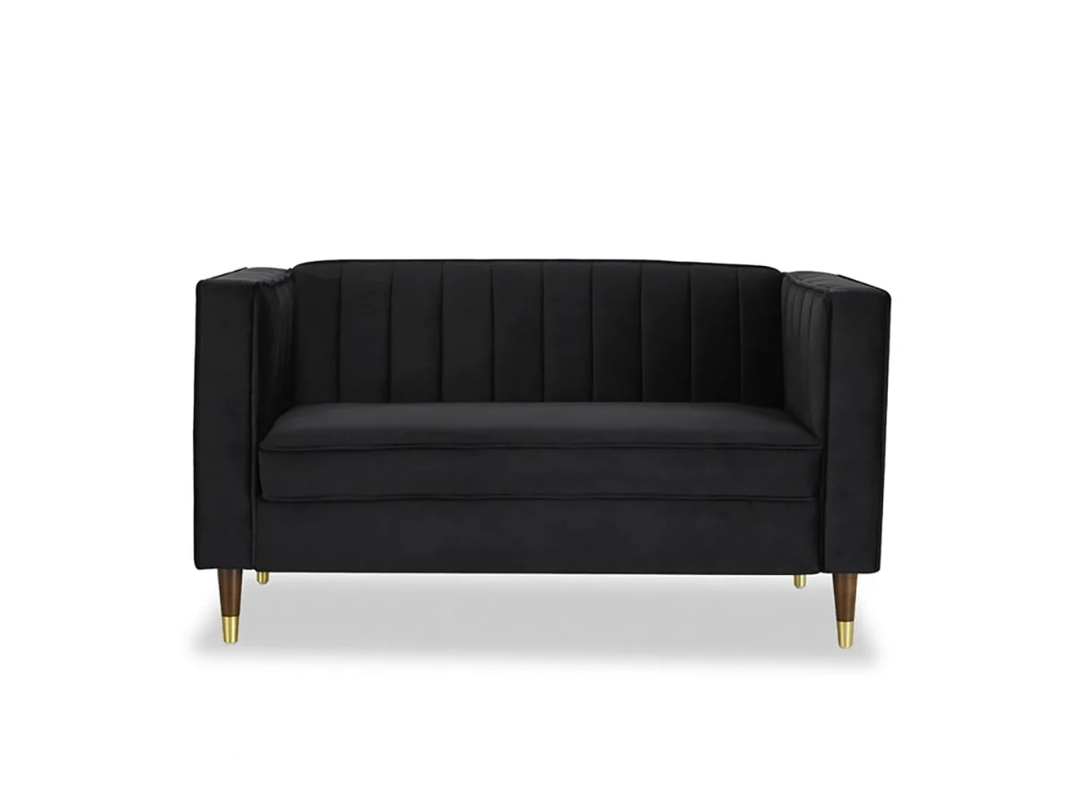 TGC TGC Tammy Black Velvet Fabric 2 Seater Sofa