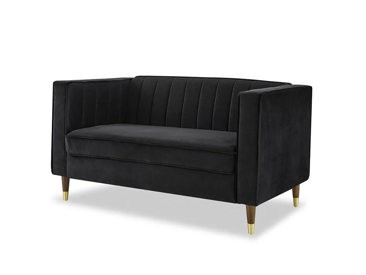 TGC TGC Tammy Black Velvet Fabric 2 Seater Sofa