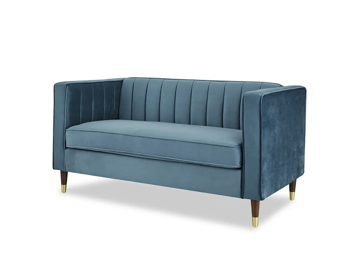 TGC TGC Tammy Blue Velvet Fabric 2 Seater Sofa