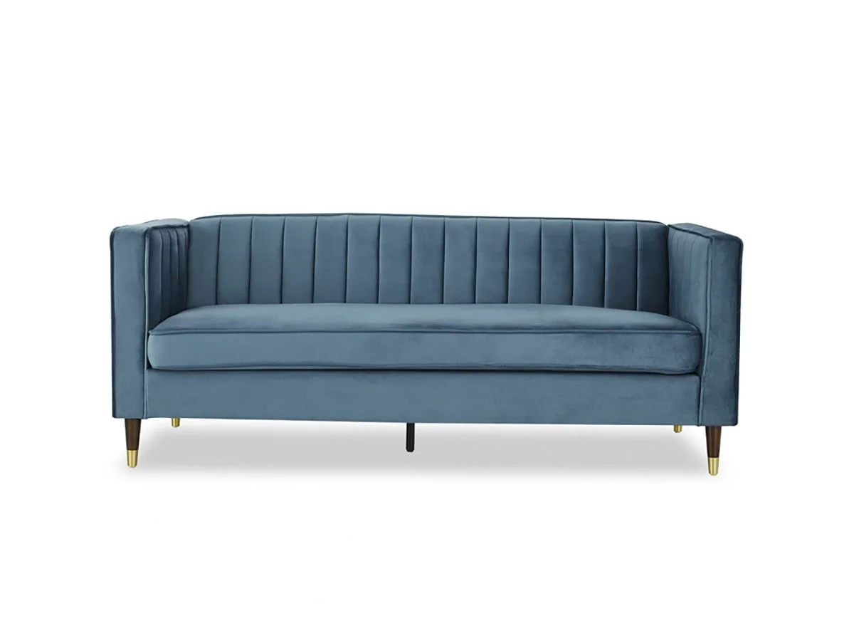 TGC TGC Tammy Blue Velvet Fabric 3 Seater Sofa