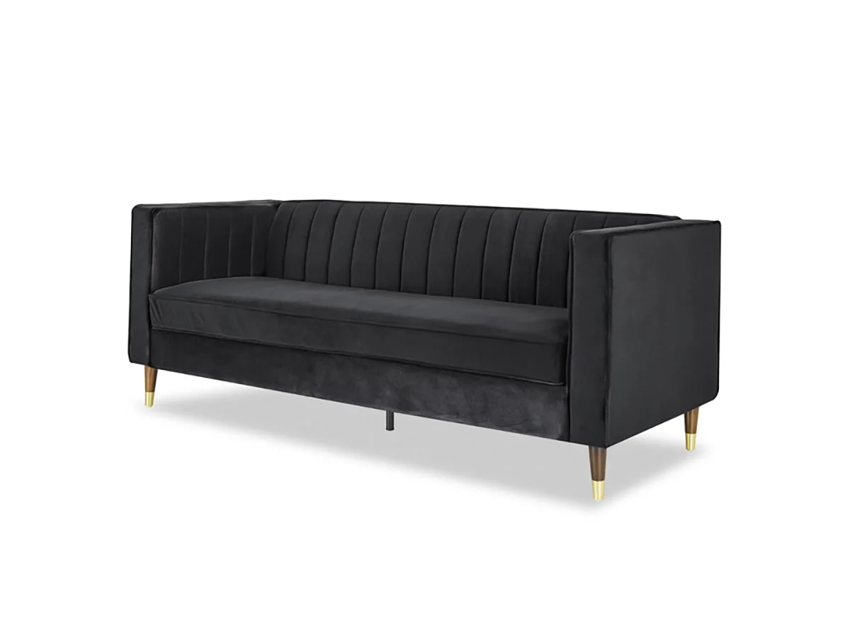 TGC TGC Tammy Black Velvet Fabric 3 Seater Sofa