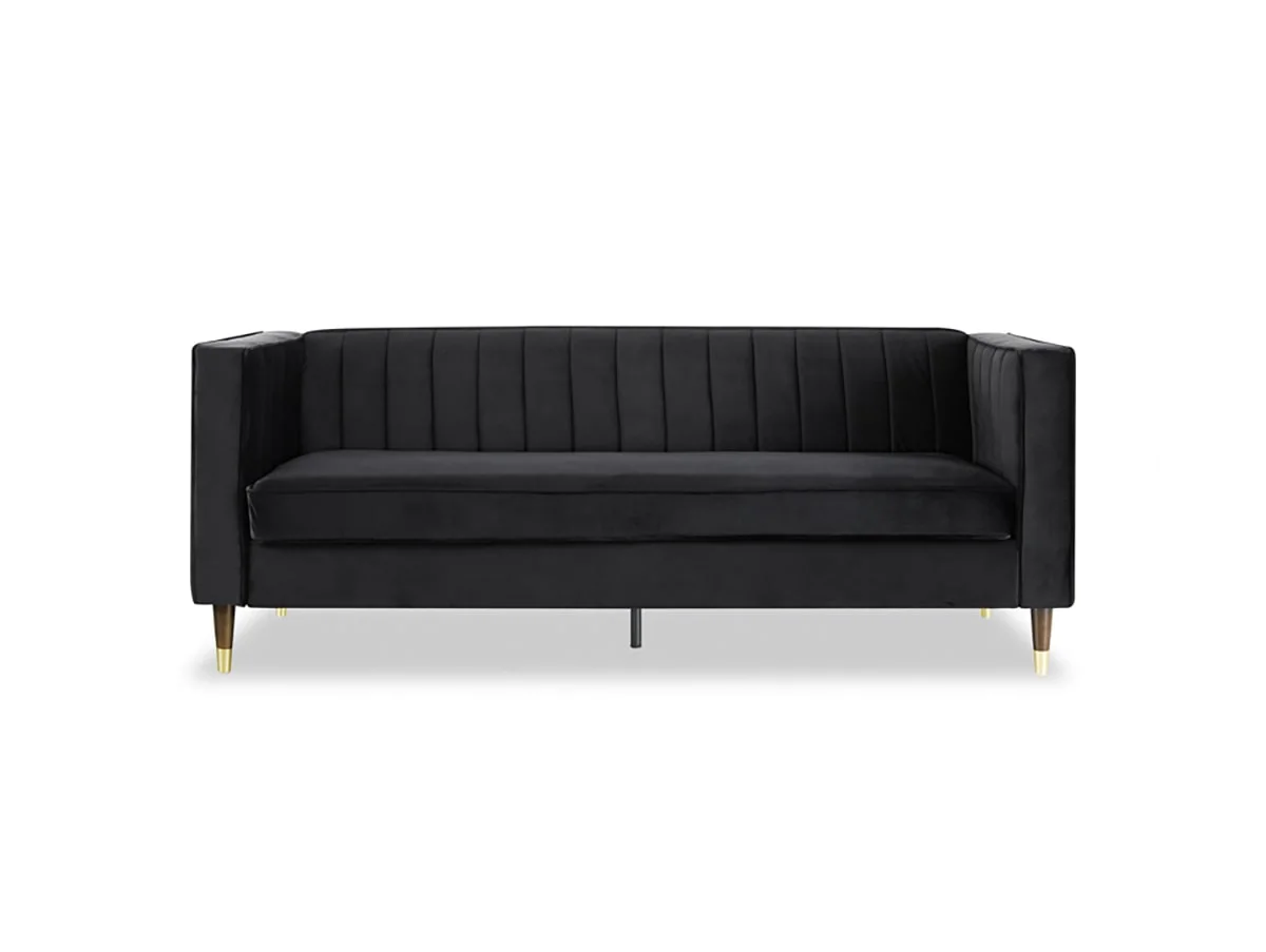 TGC TGC Tammy Black Velvet Fabric 3 Seater Sofa