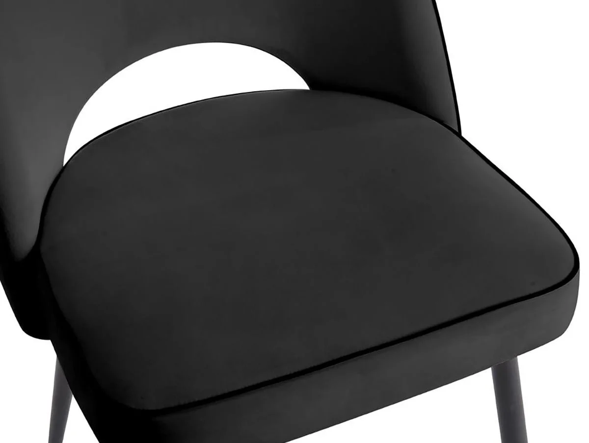 TGC TGC Tilly Set of 2 Black Velvet Fabric Dining Chairs