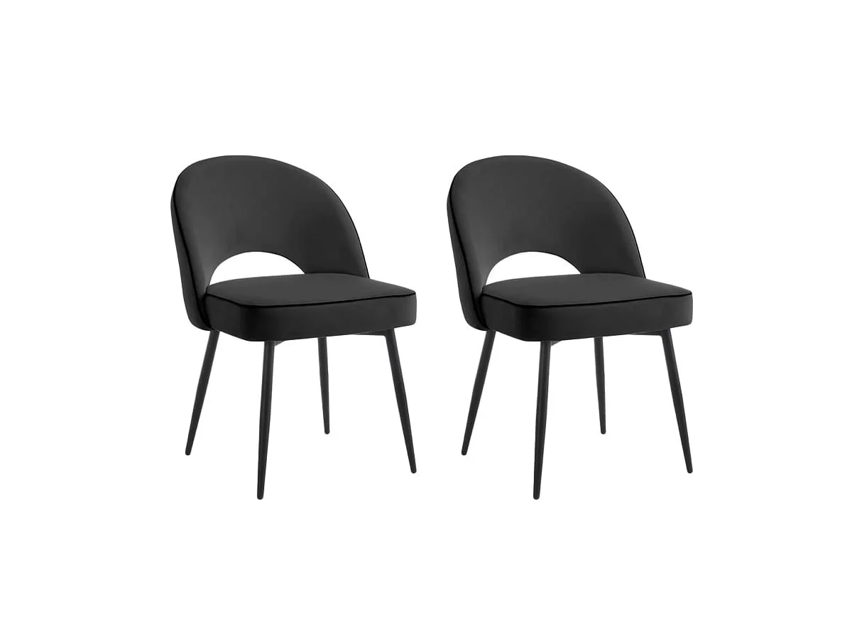 TGC TGC Tilly Set of 2 Black Velvet Dining Chairs