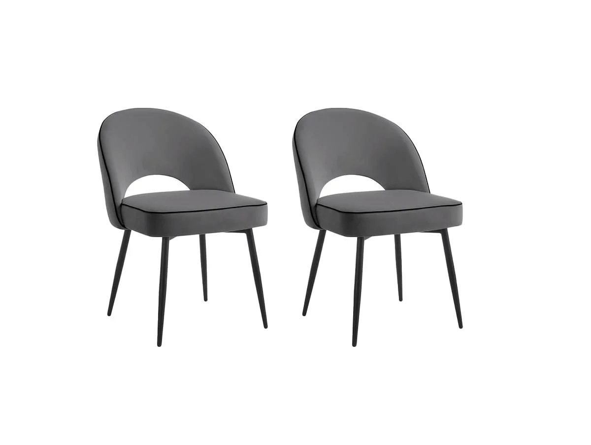 TGC TGC Tilly Set of 2 Grey Velvet Fabric Dining Chairs