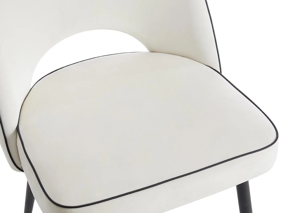 TGC TGC Tilly Set of 2 Ivory Velvet Fabric Dining Chairs