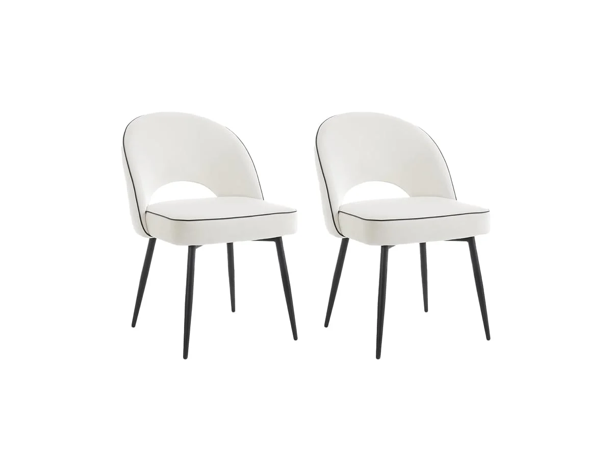 TGC TGC Tilly Set of 2 Ivory Velvet Fabric Dining Chairs