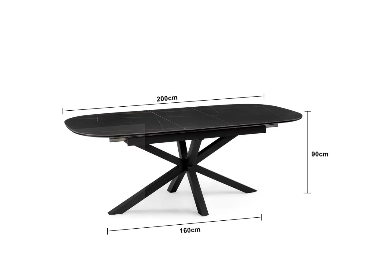 TGC TGC Vincent Black Ceramic Extending Dining Table
