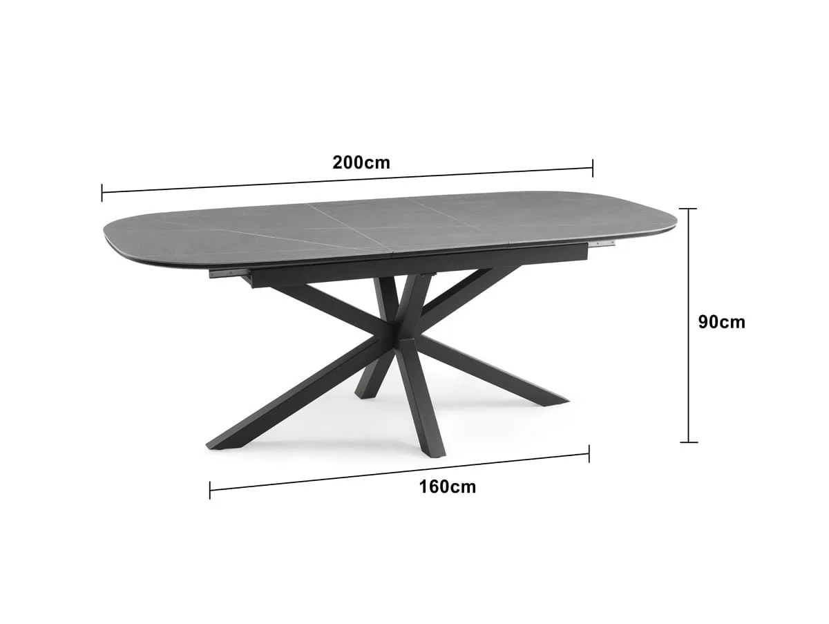 TGC TGC Vincent Grey Ceramic Extending Dining Table