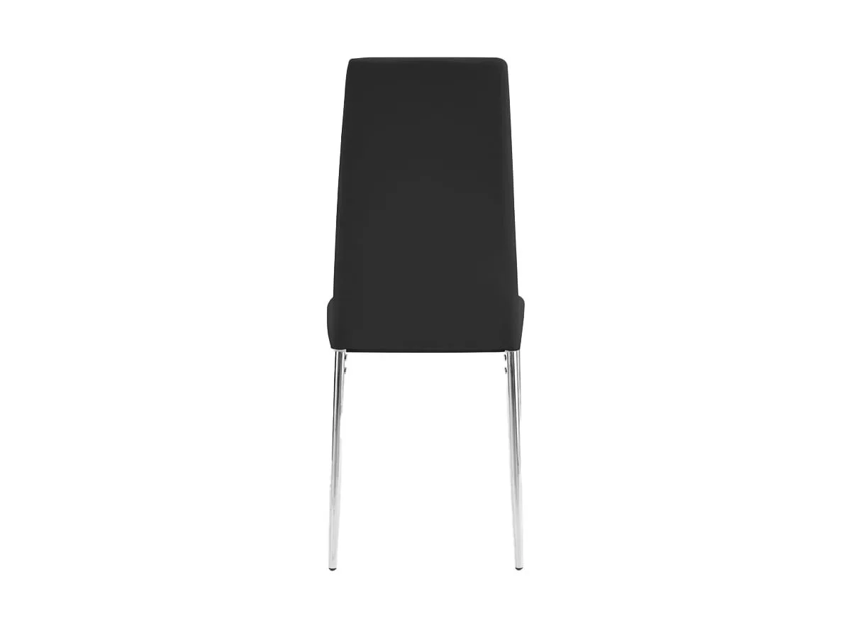 TGC TGC Sara Set of 6 Black Faux Leather Dining Chairs with Silver Legs