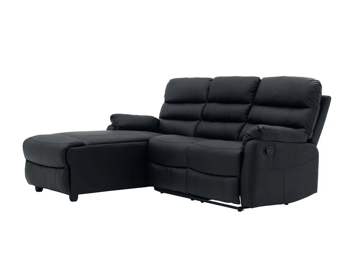 TGC TGC Colin Black Faux Leather Left Hand Chaise Recliner Corner Sofa