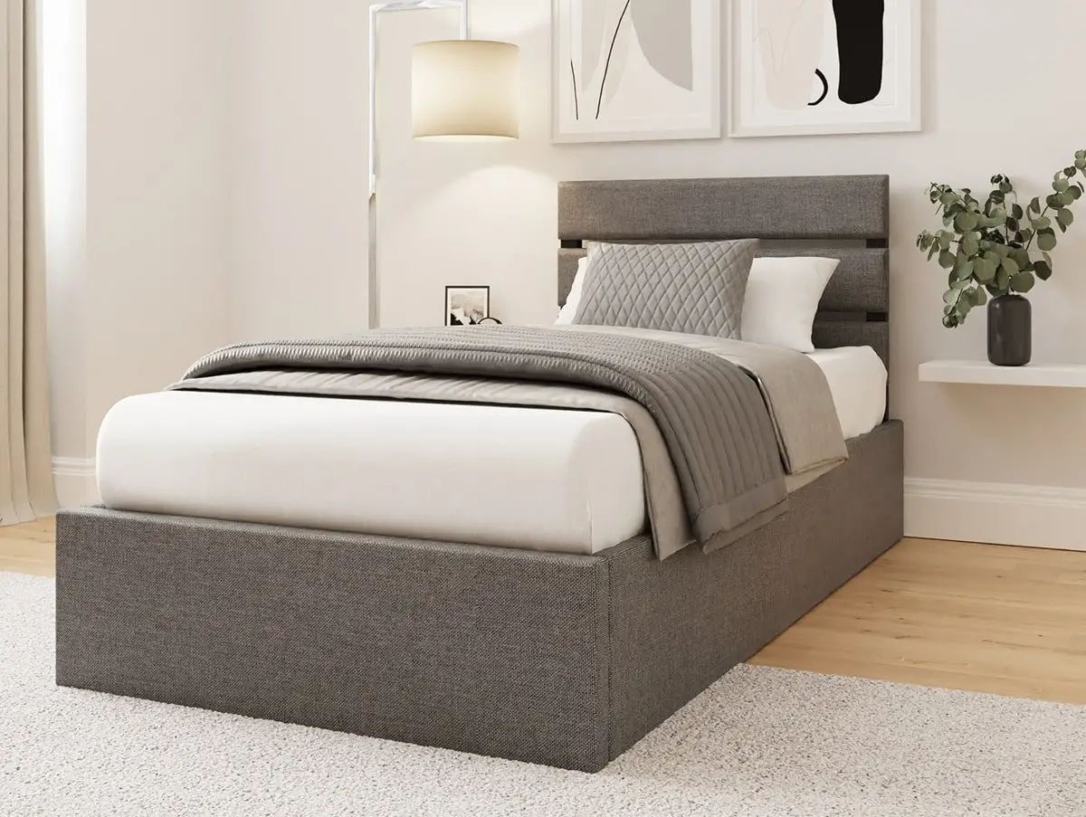 GFW GFW Hudson Grey Fabric Ottoman Bed Frame