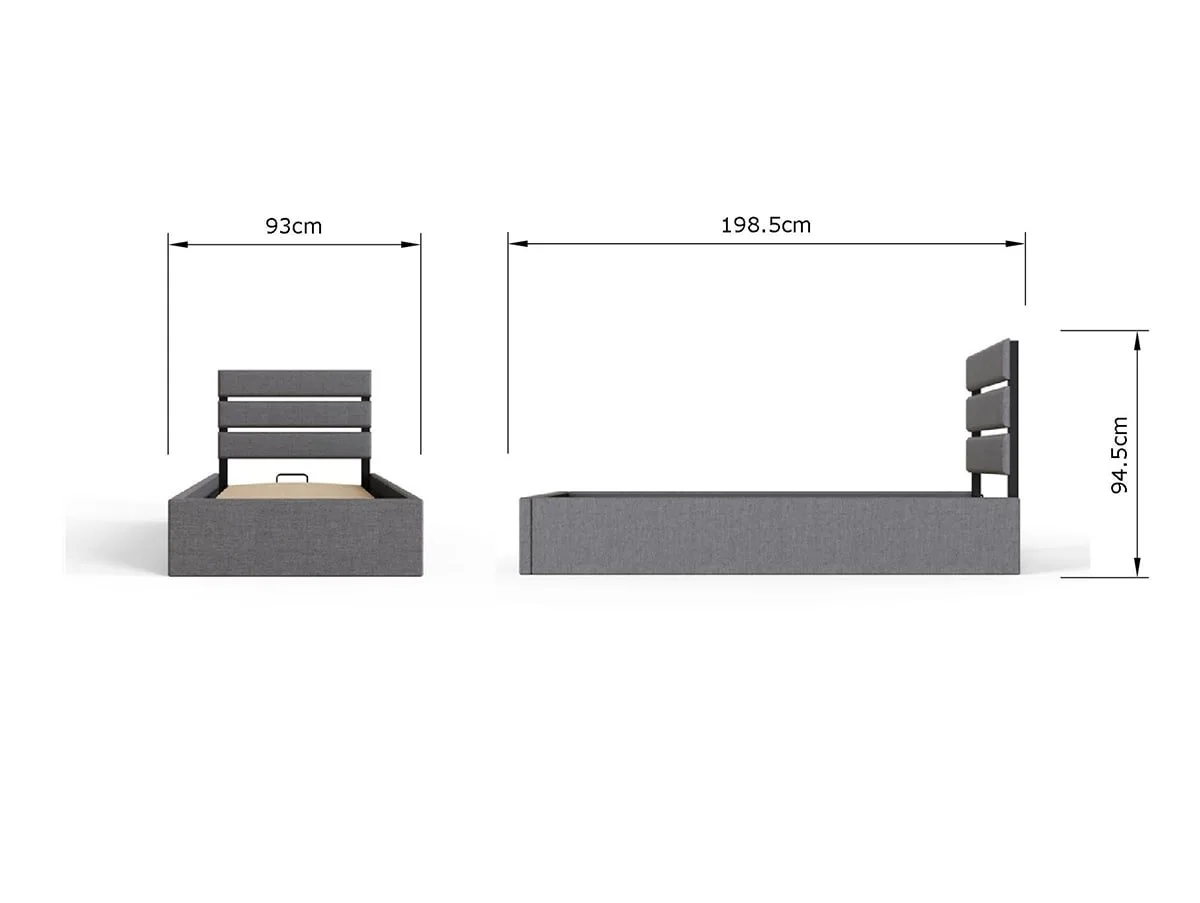 GFW GFW Hudson 3ft Single Grey Fabric Ottoman Bed Frame
