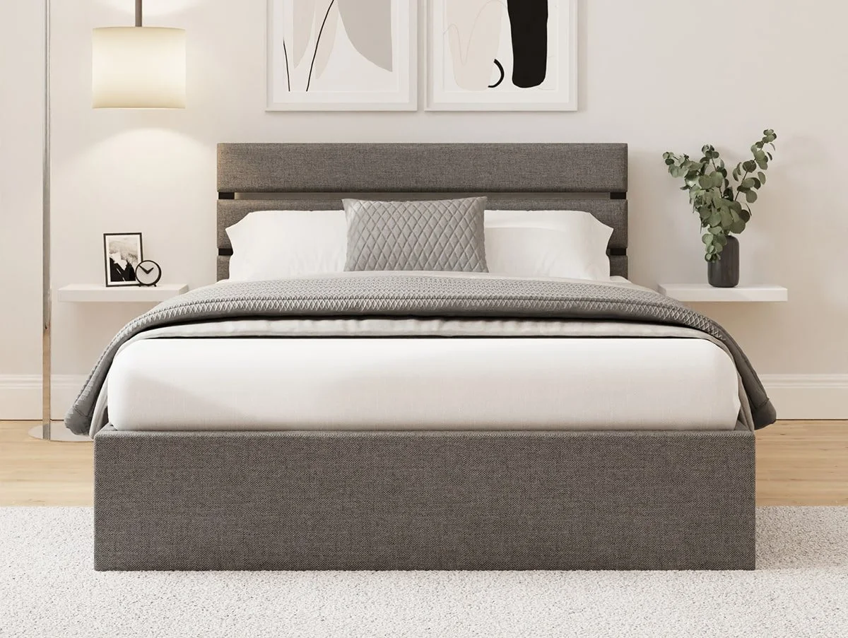 GFW GFW Hudson 4ft Small Double Grey Fabric Ottoman Bed Frame