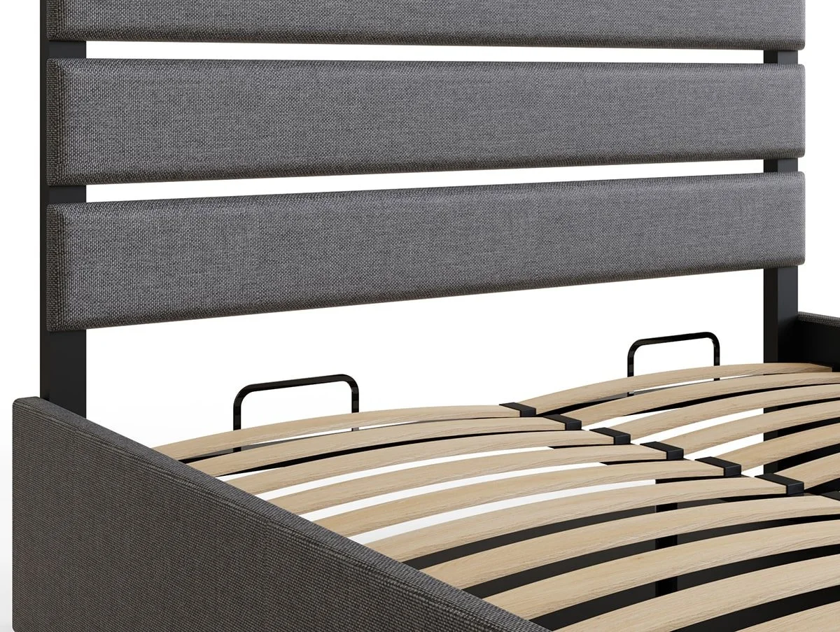 GFW GFW Hudson 4ft6 Double Grey Fabric Ottoman Bed Frame