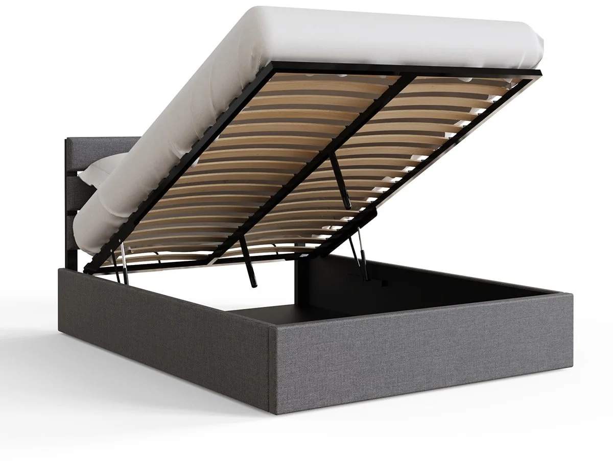 GFW GFW Hudson 4ft6 Double Grey Fabric Ottoman Bed Frame