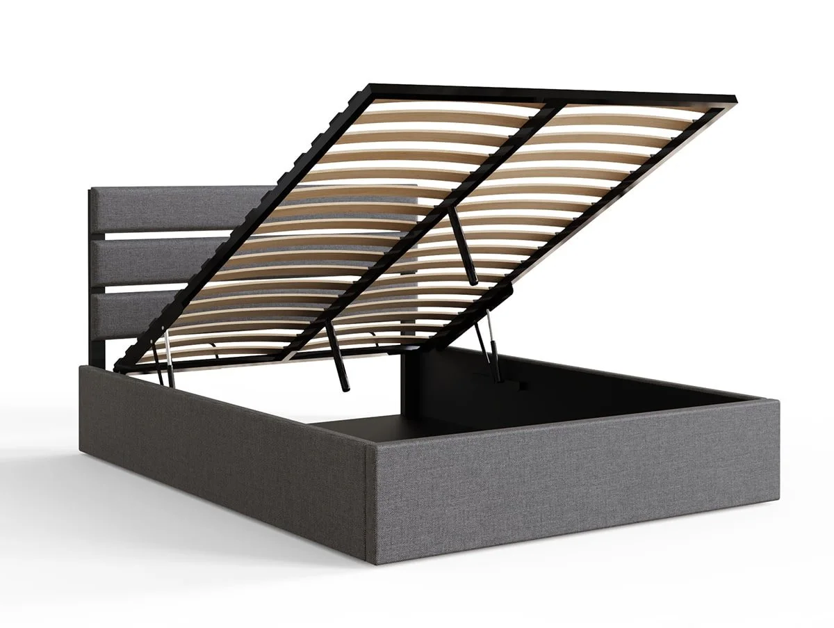 GFW GFW Hudson 4ft6 Double Grey Fabric Ottoman Bed Frame