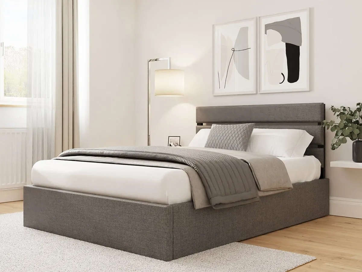 GFW GFW Hudson 5ft King Size Grey Fabric Ottoman Bed Frame