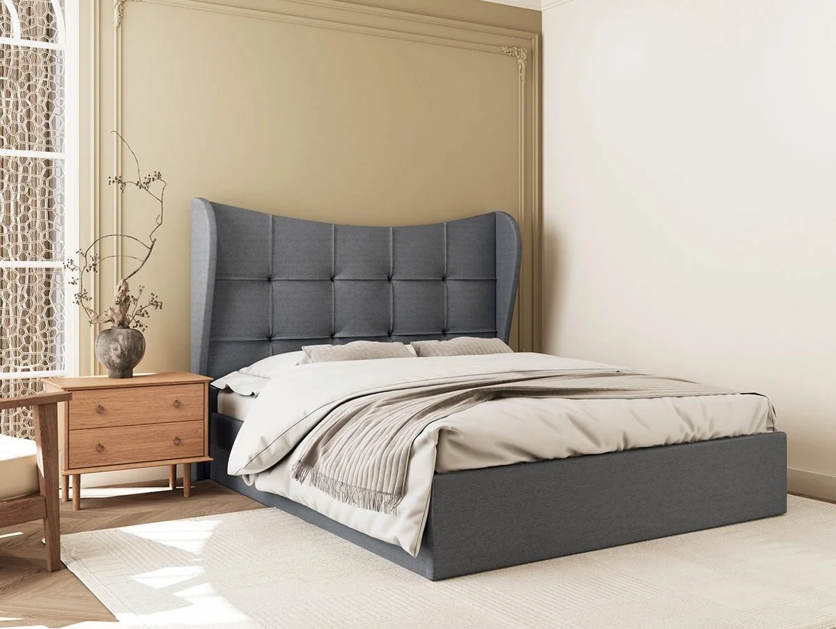 Seconique Seconique Verona 5ft King Size Grey Fabric Ottoman Bed Frame