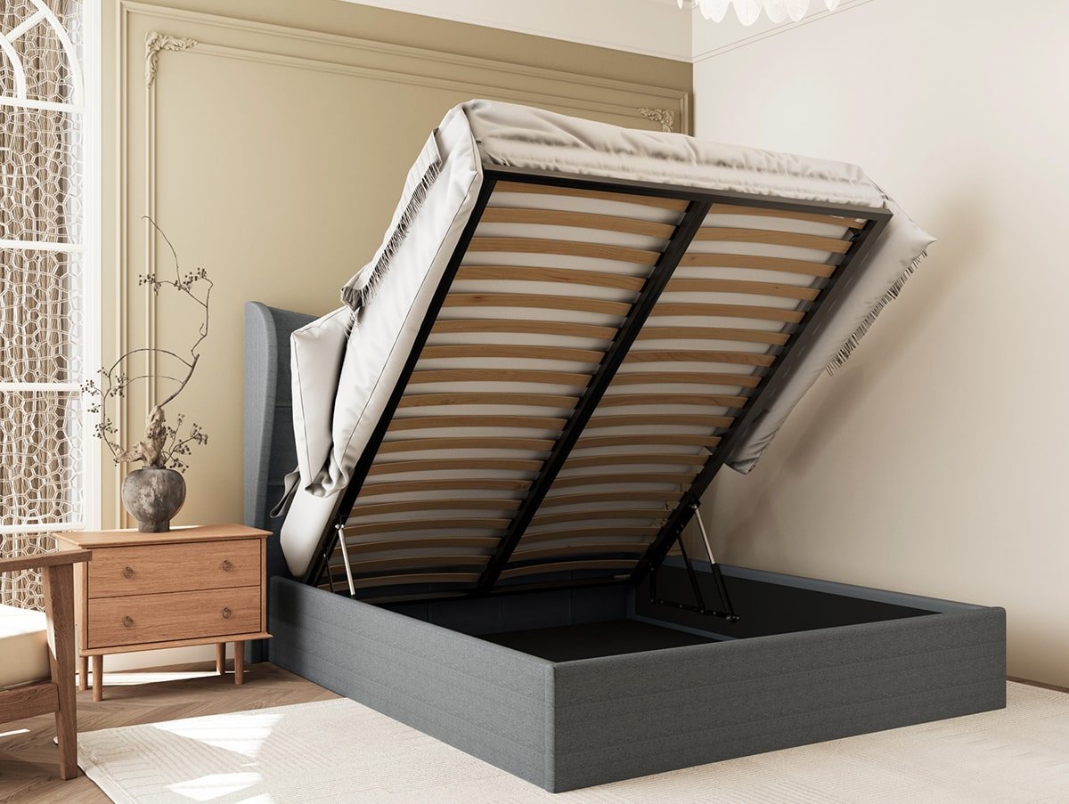 Seconique Seconique Verona 5ft King Size Grey Fabric Ottoman Bed Frame