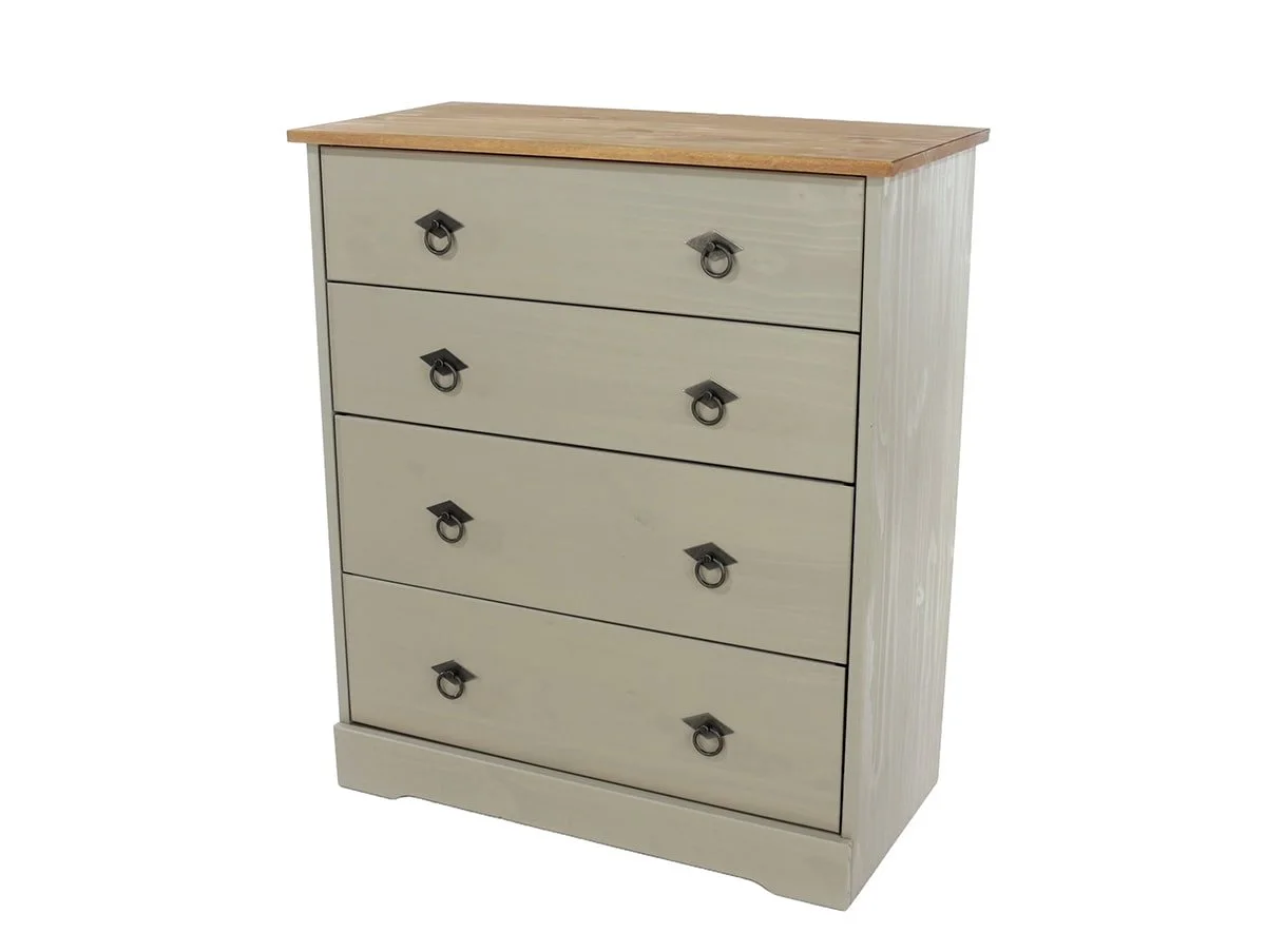 Core Core Corona Compact Grey and Waxed Pine 4 Drawer Chest of Drawers