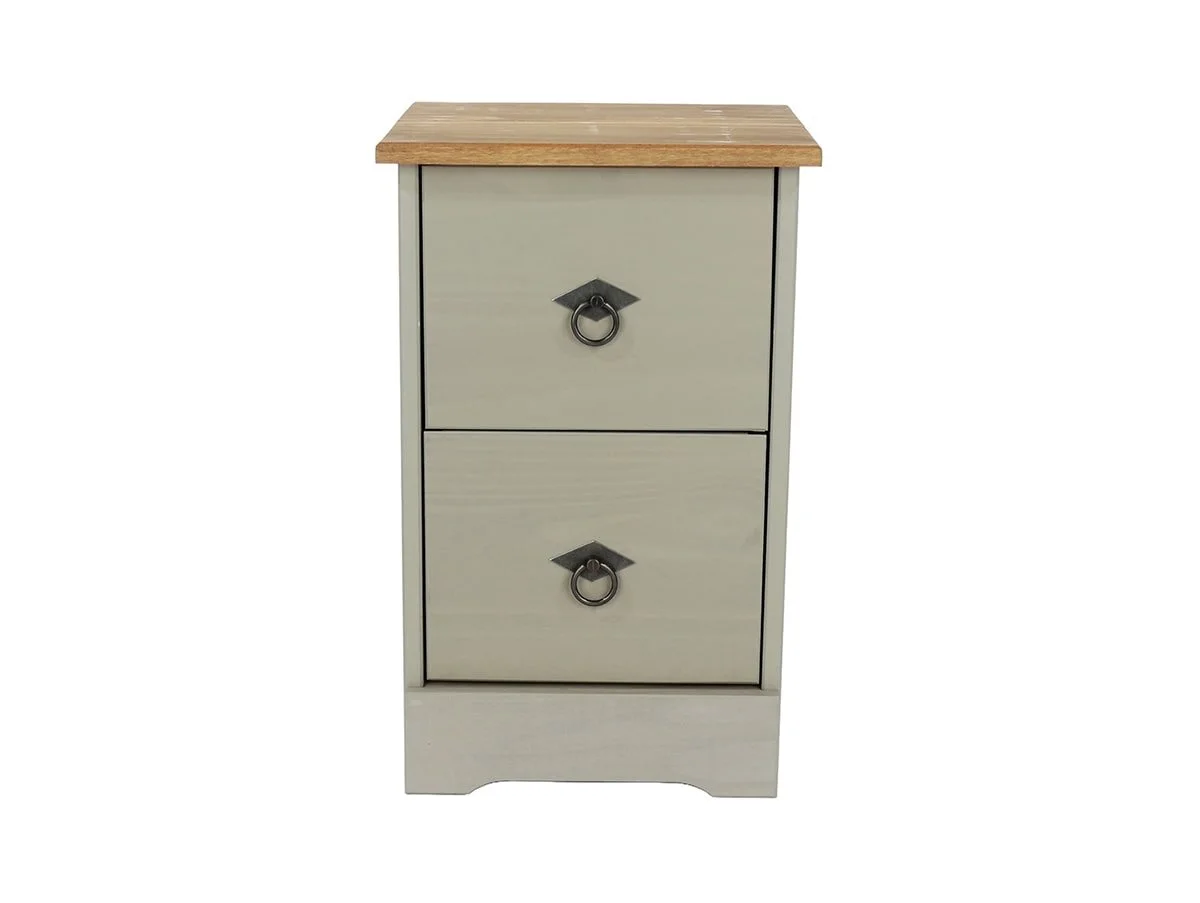 Core Core Corona Compact Grey and Waxed Pine 2 Drawer Bedside Table