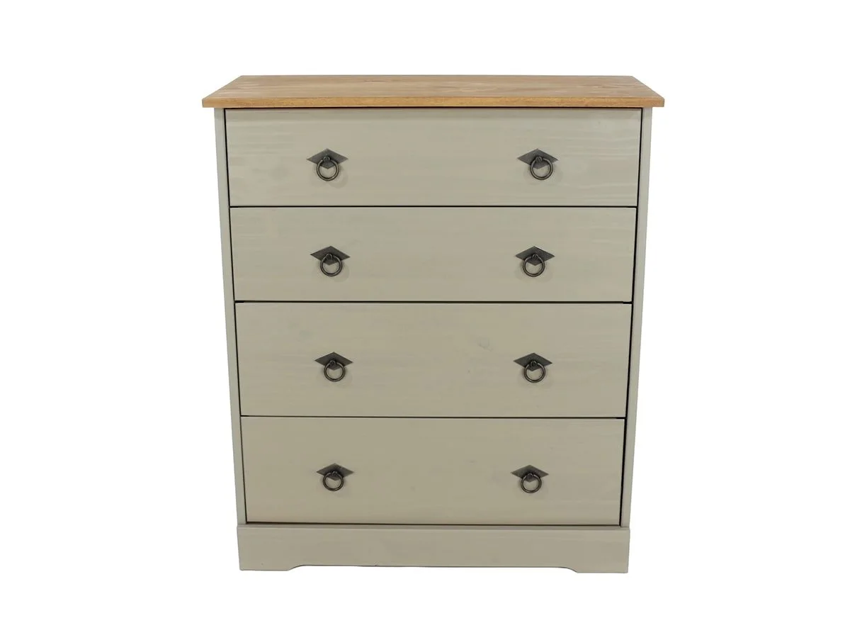 Core Core Corona Compact Grey and Waxed Pine 4 Drawer Chest of Drawers