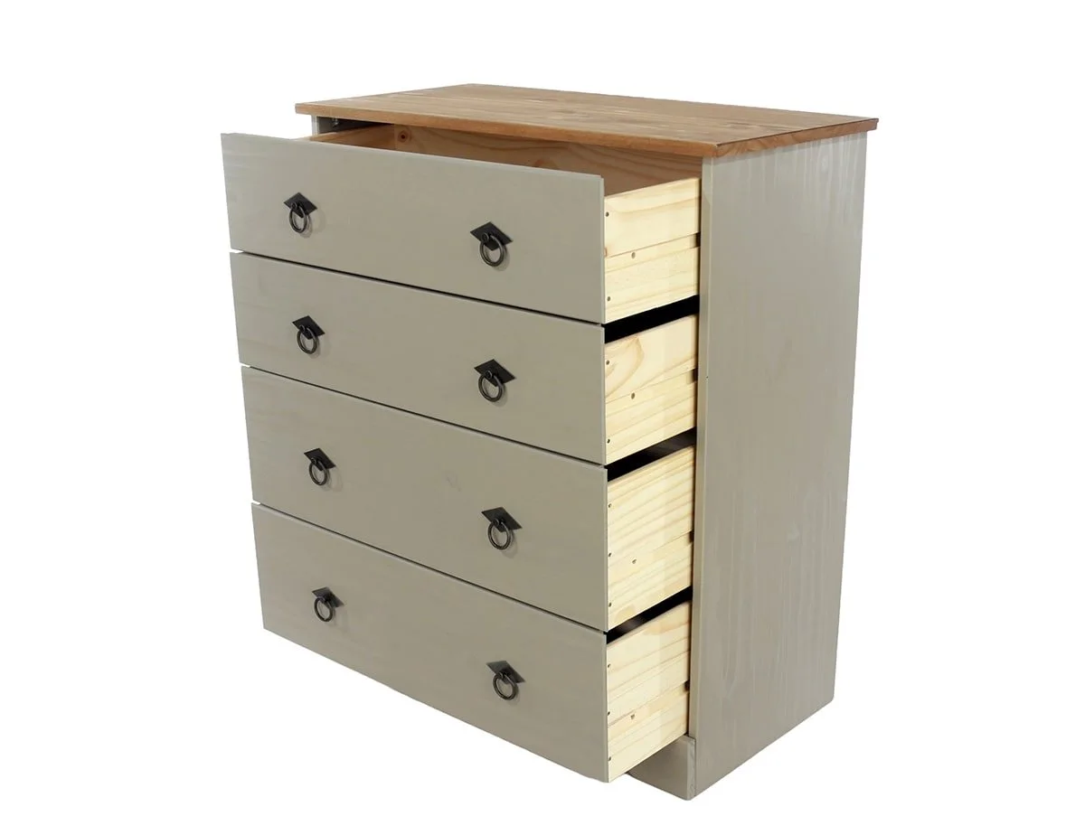 Core Core Corona Compact Grey and Waxed Pine 4 Drawer Chest of Drawers