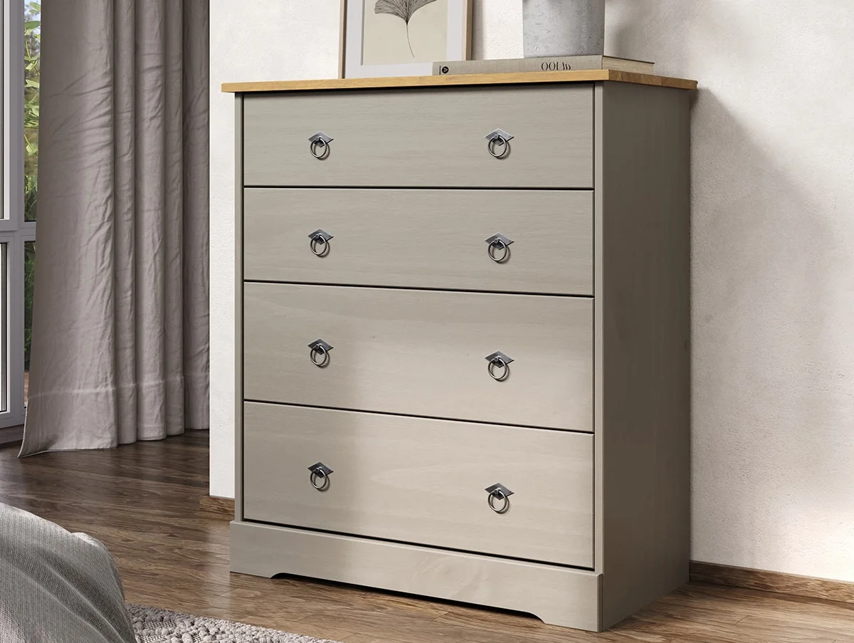Core Products Core Corona Compact Grey and Pine 4 Drawer Chest of Drawers