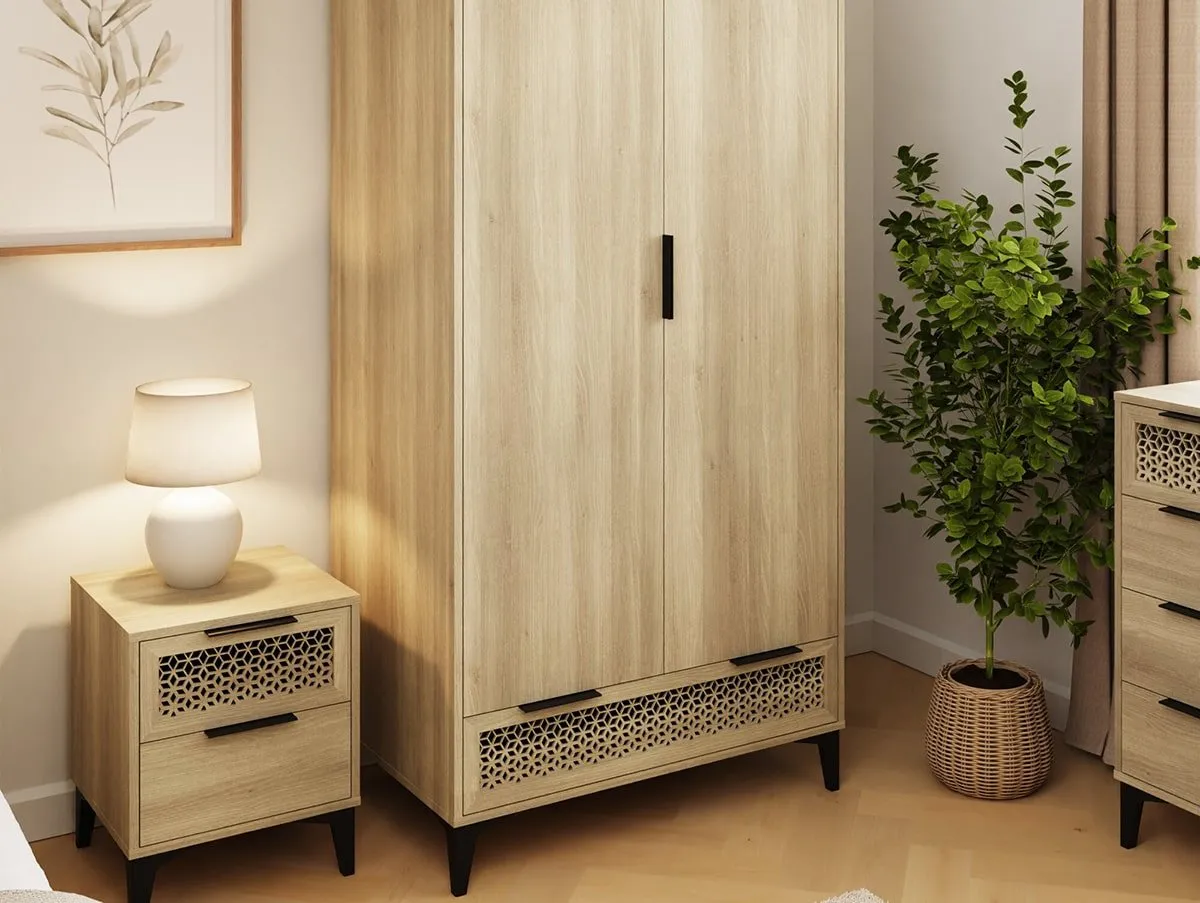 GFW GFW Ezra Oak 2 Door 1 Drawer Double Wardrobe