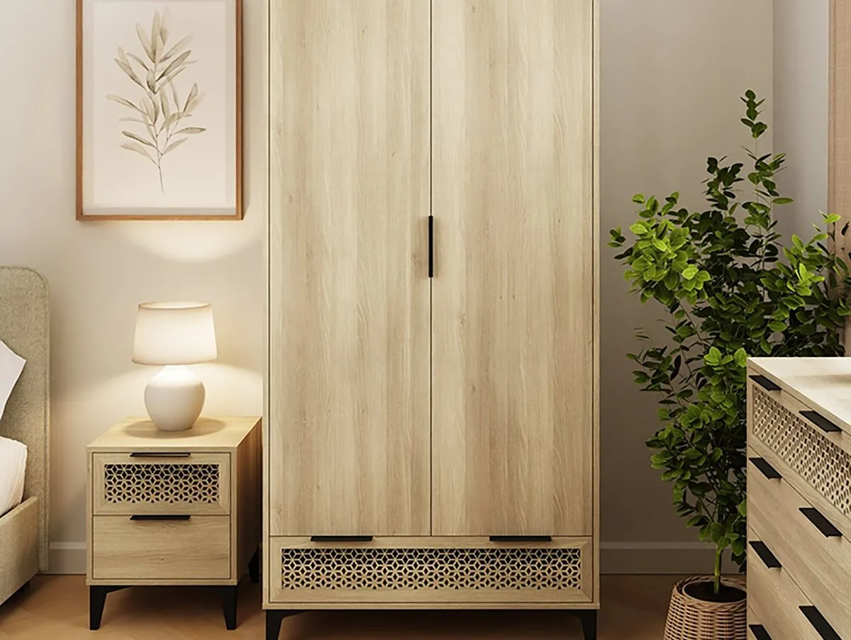 GFW GFW Ezra Oak 2 Door 1 Drawer Double Wardrobe