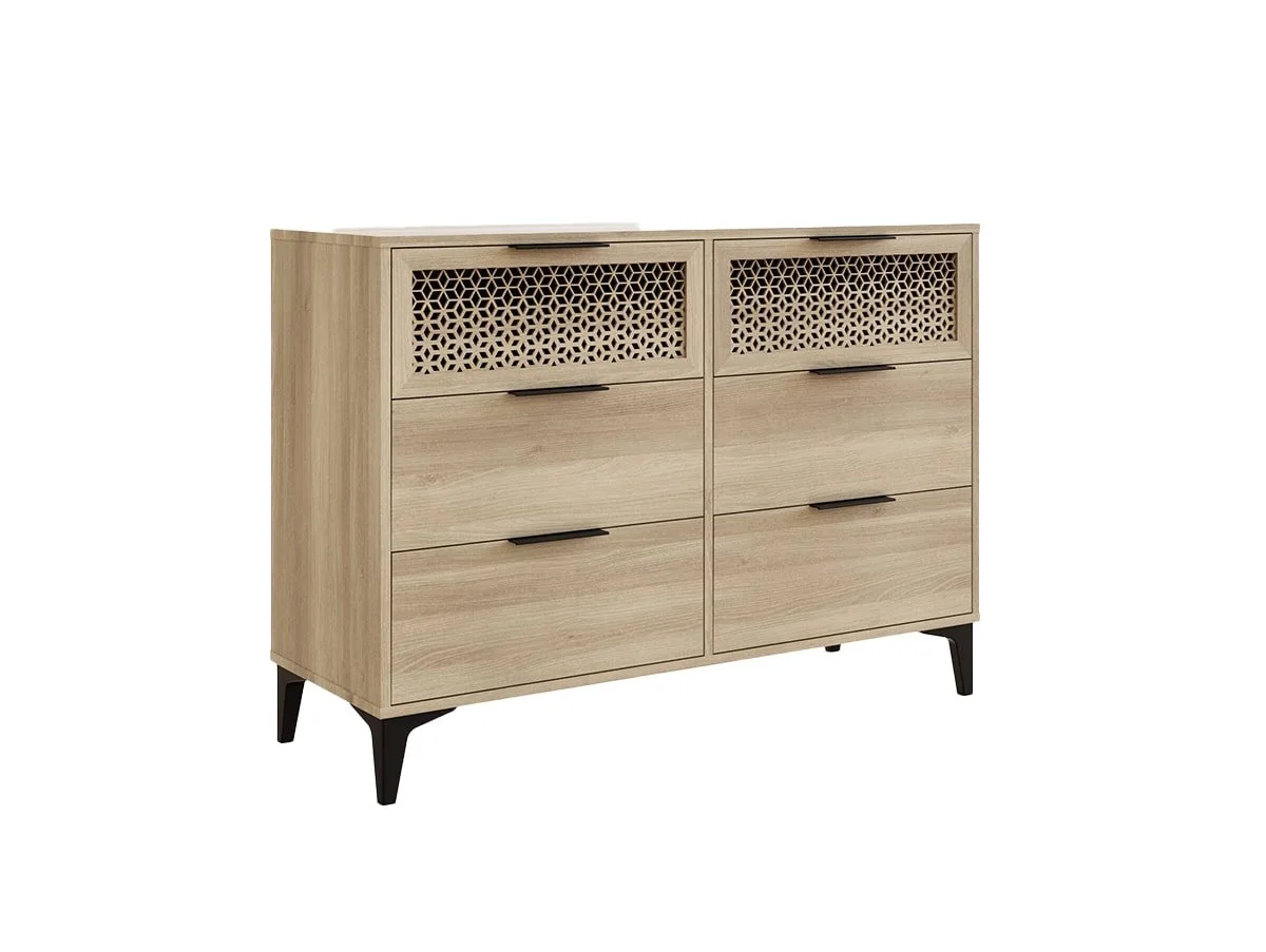 GFW GFW Ezra Oak 3+3 Drawer Chest of Drawers